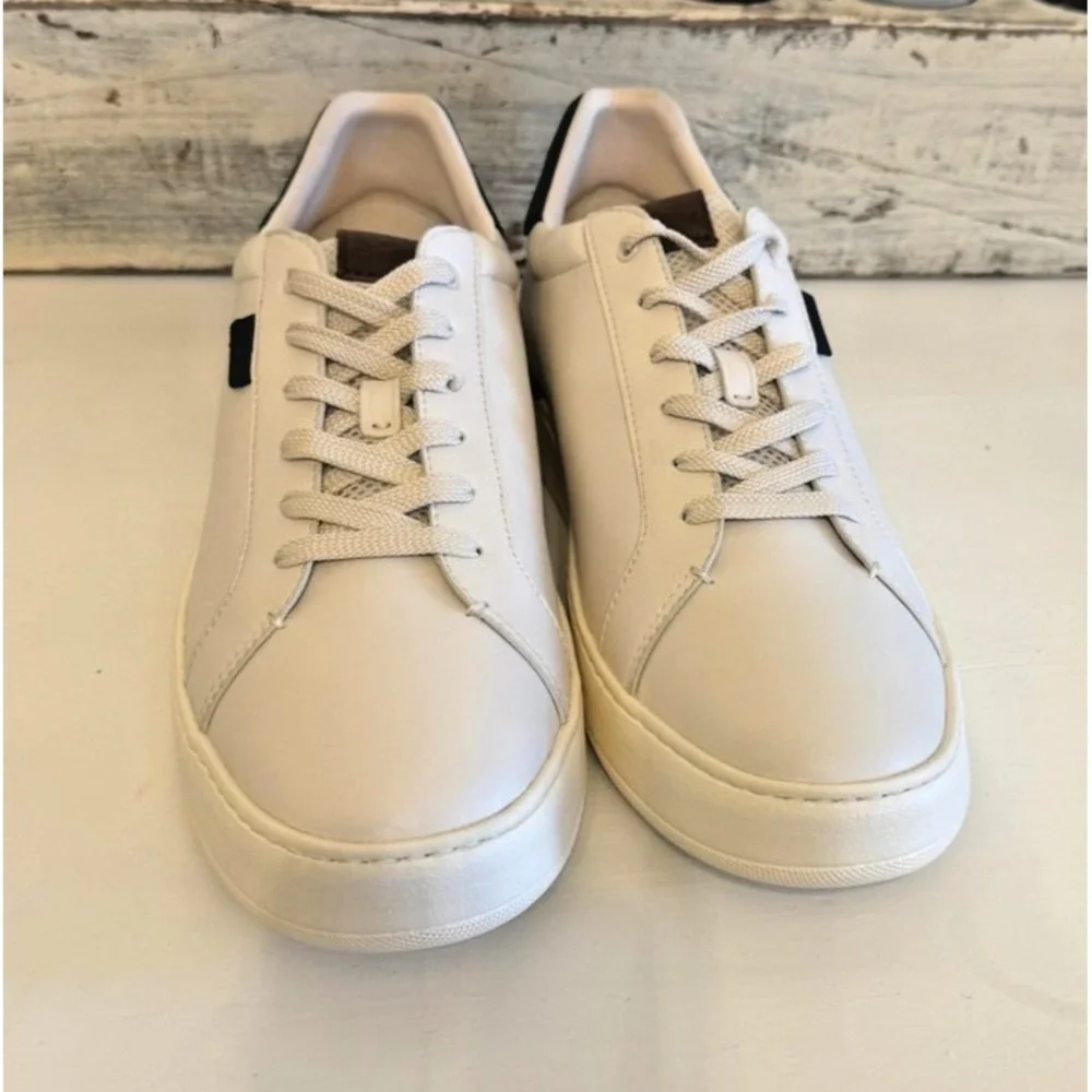 Coach Shoes Mens Size 13D White Leather Low Top Lace‎ Up Logo Sneakers G5026